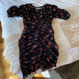 Floral ruched mini dress